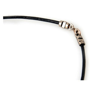 1.2mm Black Leather Cord with Oxidized Clasp