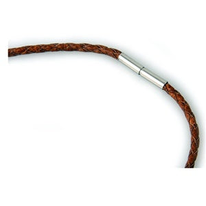 3mm Khaki Braided Leather Cord with Stainless Steel Lock
