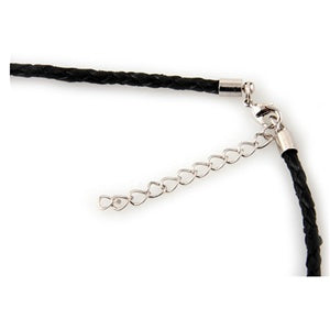 3mm Black Braided Leather Cord with Adjustable Lobster Clasp