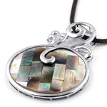 Rhodium Plated Shell Pendant
