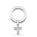 CZ Dangling Cross Pendant Round Design Pendant Clear CZ Accent