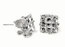 4 MM INVISIBLE CUT SQUARE CZ STUD EARRINGS (CLEAR CZ)