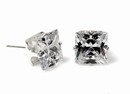 10 MM SQUARE CZ STUD EARRINGS (CLEAR CZ)