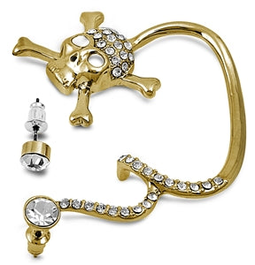 Wrap Around Cuff Fashion Earring - Sugar Skull w/ Crystals
