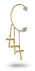 Wrap Around Cuff Fashion Earring - Crosses w/ Crystals