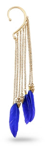 Wrap Around Cuff Fashion Earring - Chain w/ Feather