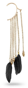 Wrap Around Cuff Fashion Earring - Chain w/ Feather