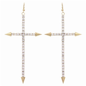 Fashion Earrings - Cross w/ Rhinestones