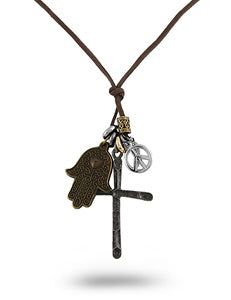 Fashion Necklace - Cross and Peace Sign