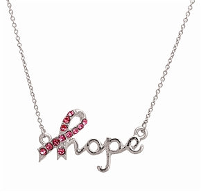 Fashion Necklace - Pink Ribbon Hope