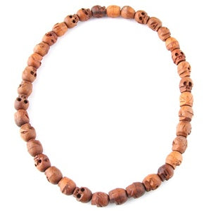 Hand Carved Wood Skull Necklace
