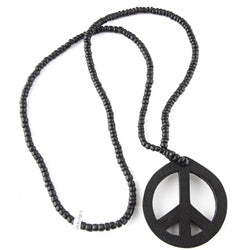 Peace Sign Wooden Beads Necklace