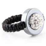 Fahion Crystal Bead Ring - Black String