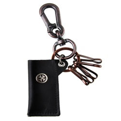Genuine Leather Pouch Key Chain - Gladiator Cross - Dark Brown