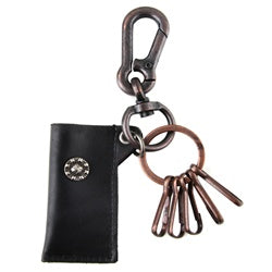Genuine Leather Pouch Key Chain - Dark Brown