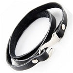 Twisted Leather Bracelet with Hook Buckle Lock - Genuine Leather