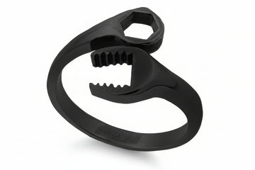 Stainless Steel Biker Ring - Black Ladies Wrench Ring