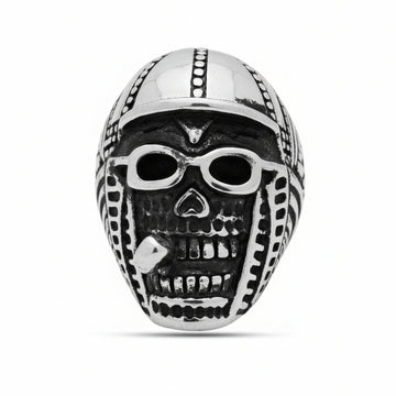 Stainless Steel Casting Ring - Skull with Hat and Pipe
