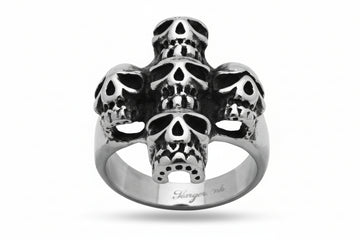 Stainless Steel Casting Ring Oxidized Skull Cross
