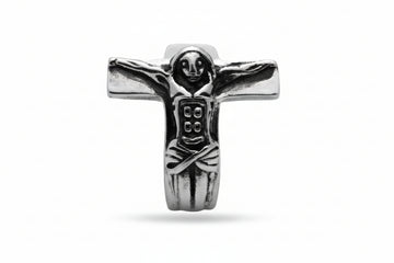 Stainless Steel Casting Ring Oxidized Crucifix