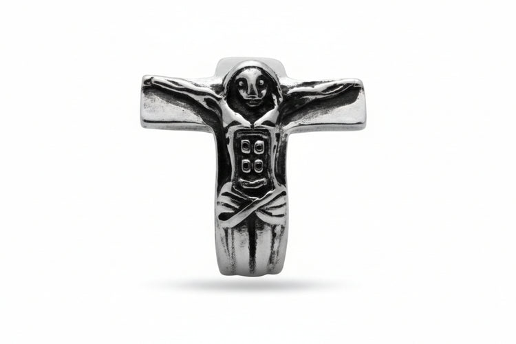 Stainless Steel Casting Ring Oxidized Crucifix