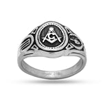Stainless Steel Casting Ring Oxidized Masonic Symbol