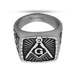 Stainless Steel Casting Ring Oxidized Signet Masonic Symbol