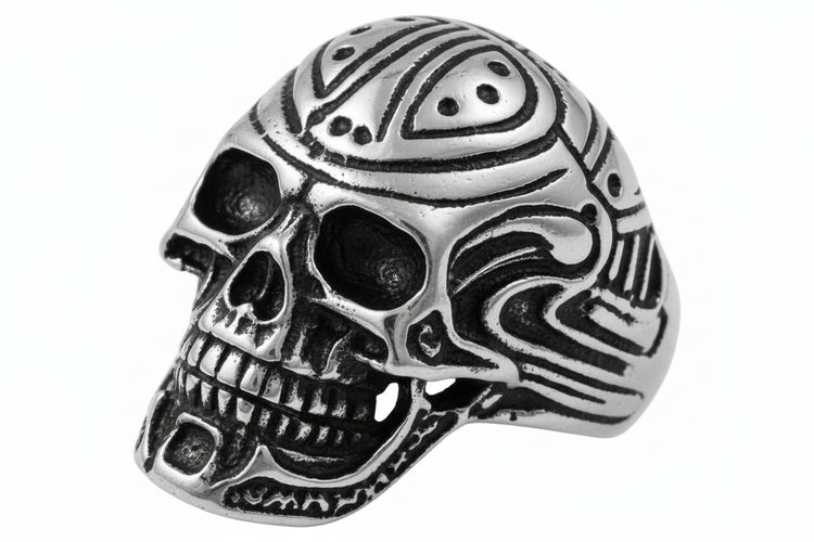 Stainless Steel Casting Ring Skull Tribal