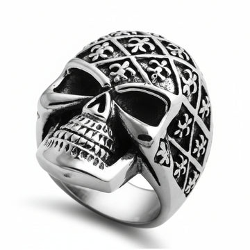 Stainless Steel Casting Ring - Fleur De Lis Skull