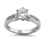 Stainless Steel Solitaire Ring with Clear CZ Accent