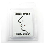 Lot of 20, 3pc. Red Clear and Blue Gems 20g nose studs