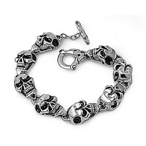 Stainless Steel Skull Toggle Bracelet