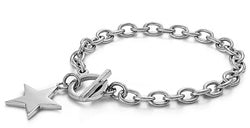 Stainless Steel Bracelet - Charm Link w/Star