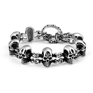 Stainless Steel Link Bracelet - Skull