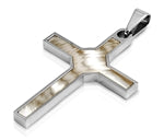Stainless Steel Pendant - Cross w/ Stone