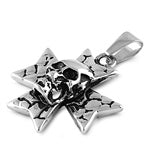 Steel Pendant - Cross with Skull