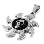 Steel Pendant - Shuriken with Skull