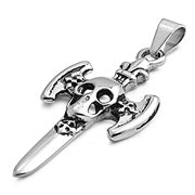 Stainless Steel Pendant - Axe w/ Skull