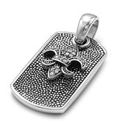 Stainless Steel Pendant - Dog Tag w/CZ - Fleur De Lise