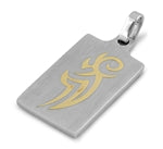 Stainless Steel Pendant - Gold plated Tribal Design Overlay