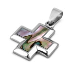 Stainless Steel Pendant - Cross w/ Stone