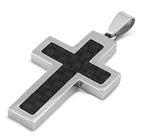 Stainless Steel Pendant - Cross w/ Carbon Fiber Accent