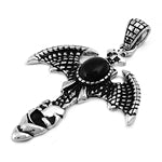 Stainless Steel Pendant - Cross w/ Dragon's Wings