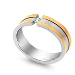 Stainless Steel Ring w/CZ - Two-Tone - $29.95