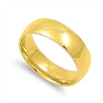 Stainless Steel Ring - Plain Gold Plated Wedding Band