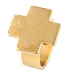 Stainless Steel Ring - Gold IP - Cross Ring