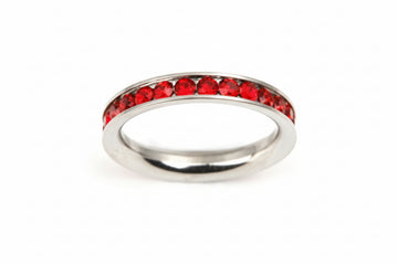 Stainless Steel Ring - Garnet CZ Eternity Band