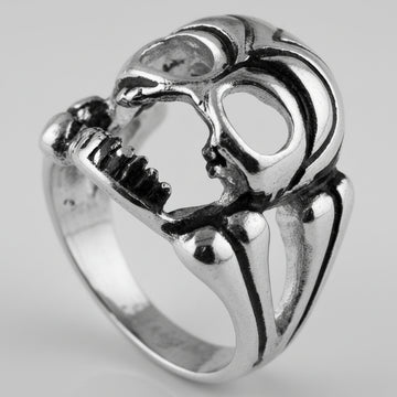 Stainless Steel Biker Ring - Bone & Skull