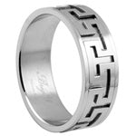 Designer Inspired Stainless Steel Ring - Greek Key