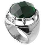 Stainless Steel Casting Ring - Emerald CZ Cocktail Ring